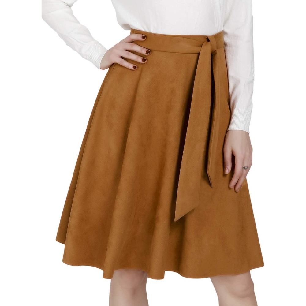 Suede Knee Length Skirt